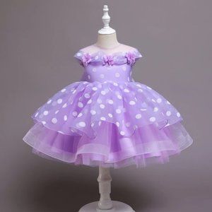 Polka Dot Baby Dress, Easter Baby Dress, Birthday Baby Dress, Purple Baby Dress